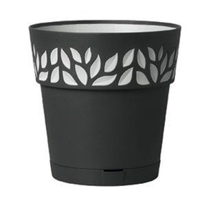 Горшок с автополивом Stefanplast OPERA Cloe 94003 - 15 x 15 см, графит/светло-серый