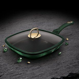 Сковорода-гриль со стеклянной крышкой Berlinger Haus Emerald Collection Metallic Line BH-6051 - 28 см х 28 см х 4,1 см