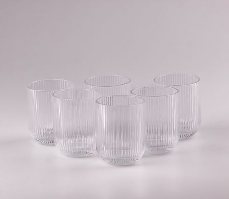 Склянка для напоїв фігурна прозора ребриста з товстого скла набір 6 шт