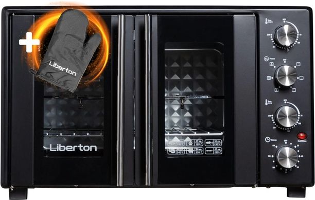 Духовка с 2-мя дверцами LIBERTON LEO-500 Black конвекция, гриль — 50л