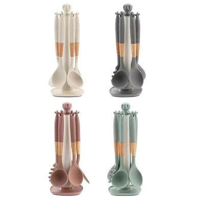 Набір кухонного приладдя 7в1 з деревʼяними вставками KITCHEN SET SILICONE AT-D3K ART-0761