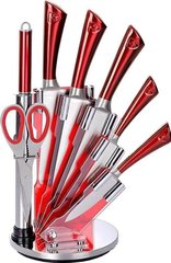 Набор ножей с топориком Royalty Line RL-804 - 8 пр, красные, Металлик
