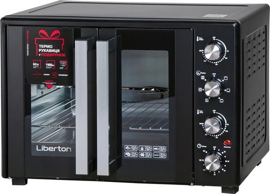 Электродуховка LIBERTON LEO-600 Black — 60л/гриль+конвекция/2-ая дверца