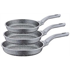 Набор сковородок из 3-х предметов (20х4,5см, 24х4,5см, 28х4,5см) с гранитным покрытием OMS3255 серый