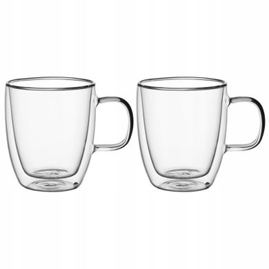 Набор стеклянных чашек с двойными стенками Kamille KM-9001 - 2 шт, 350 мл