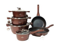 Набір каструль із сковорідками Bohmann BH 60-11 - 11 предметів, коричневі