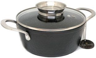 Кастрюля чеканная с крышкой Edenberg EB-3965 - 4.6 л/мрамор