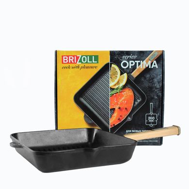 Чугунная сковорода гриль Optima 260 х 260 х 50 мм Brizoll