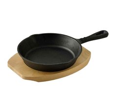 Сковорода чугунная на деревянной подставке Bergner MasterPro Cook & share (BGMP-3803-4) - 15.8х25.4х3.2см
