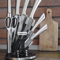 Набір ножів з металевою ручкою на підставці Bohmann BH 8006-09 - 9 предметів