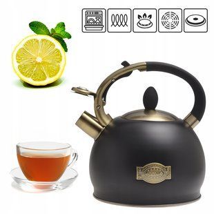 Чайник зі свистком і ручкою "soft touch" Kamille KM-0852 - 2.7 л, чорний