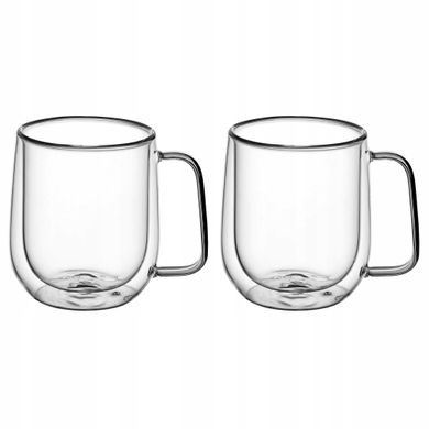 Набір скляних чашок із подвійними стінками Kamille KM-9007 - 2 шт, 300 мл