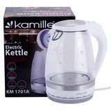 Чайник електричний Kamille 1.5 л з синім LED-підсвічуванням і сталевими декоративними вставками KM-1701A