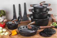 Набор посуды с сотейником, глубокой сковородой и кухонными предметами Edenberg EB-9184 - 15 пр