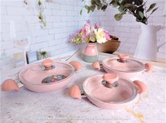 Набір посуду (омлетницы) 3 шт, антипригарн. покр. ручки бакеліт. OMS Collection (Туреччина) 3004 рожевий