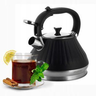 Чайник зі свистком і ручкою "soft touch" Kamille KM-0858 - 3 л, чорний