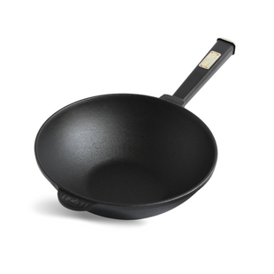 Сковорода чугунна з дерев'яною ручкою Black WOK 2,2 л Brizoll