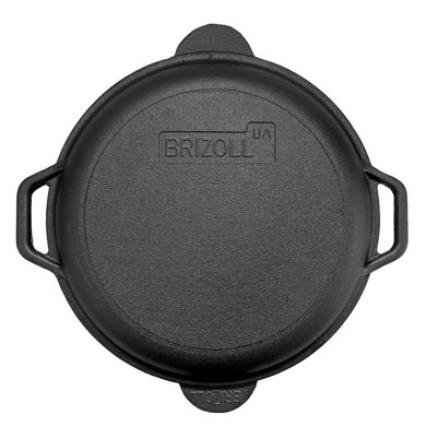 Сковорода чугунная 30 см с чугунной крышкой-сковородой Brizoll