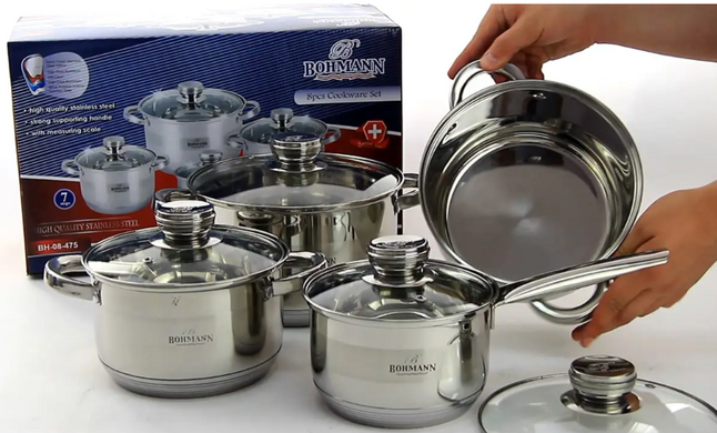 Набор 3х кастрюль с ковшиком Bohmann BH 08-475 - 8 пр