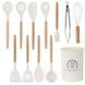 Набор кухонных принадлежностей 11в1 на подставке бежевый/белый SILICONE KITCHEN SET D12-1