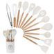 Набор кухонных принадлежностей 11в1 на подставке бежевый/белый SILICONE KITCHEN SET D12-1