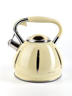 Чайник зі свистком і ручкою з покриттям "soft-touch" Kamille KM-0691BG - 3 л, бежевий, Бежевий