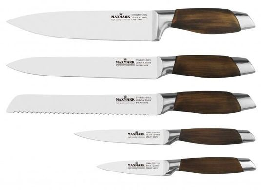 Набір ножів в деревяній колоді Maxmark MK-K09 - 6 пр