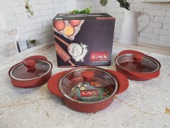 Набір посуду (омлетниці) 6 (3/3) опція O.M.S. Collection (Туреччина) 3015 червоний
