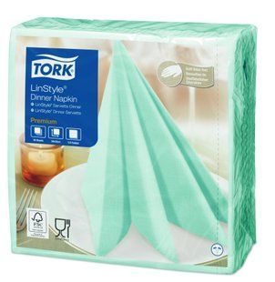 Салфетки бумажные Tork LinStyle Premium 478880 - 39x39см, 1-сл/50шт, бирюза