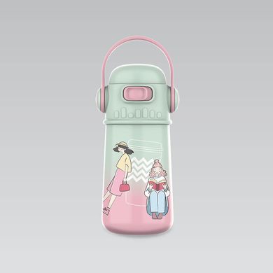 Термокружка дитяча з нержавіючої сталі для дівчинки Maestro MR1644-C - 400 мл/рожево-голуба