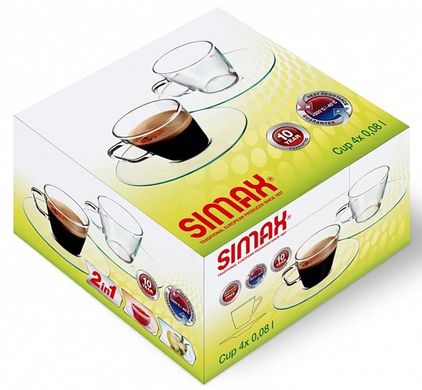 Набір чашок із блюдцями Simax Presso 2682/4242/4 - 4 шт (100 мл)
