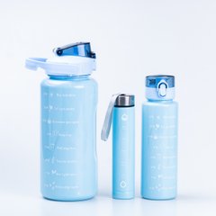 Бутылка для воды набор 3в1 с дозатором 0.5л 0.9л 0.2л Синий