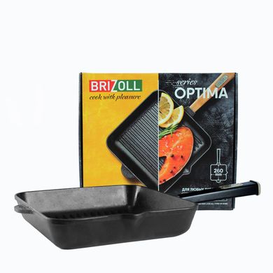 Чугунная сковорода гриль Optima-Black 260 х 260 х 50 мм Brizoll