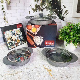 Набор омлетниц 6 (3/3)предмета O.M.S. Collection (Турция) 3015 серый