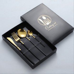 Набор столовых приборов Cutlery set из нержавеющей стали на 1 персону 4 штуки столовый набор Черный