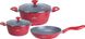 Набор двух кастрюль сковороды с мраморным покрытием Bohmann BH 7355 red/красный цвет