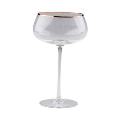 Келих для коктейлів фігурний скляний ребристий із золотим обідком набір 6 шт
