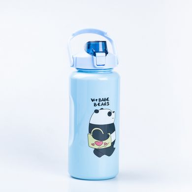 Бутылка для воды Панда набор 3в1 с дозатором 0.5л 0.9л 0.2л Синий