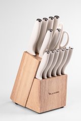 Набір кухонних ножів на дерев’янній підставці — 14 предметів