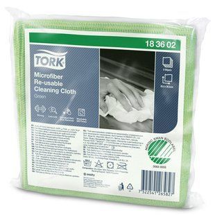 Салфетка из микрофибры для уборки Tork 183601 - зеленая, 305х305 мм, 6 салфеток, 6