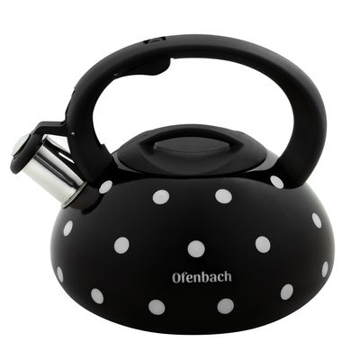 Чайник из нержавеющей стали со свистком Ofenbach KM-100301BL - 2,5 л, горошек