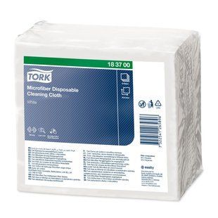 Одноразовые салфетки из микрофибры для уборки Tork 183700 - белые, 340х295 мм, 40 шт, 40