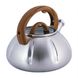 Чайник Kamille Дерево 3л из нержавеющей стали со свистком и стеклянной крышкой для индукции KM-0671