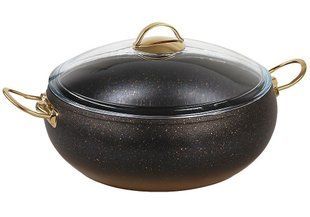 Каструля (O. M. S. Collection) 9,5 л (32 х 12 см) з а/п покриттям, кришка скляна 3141-32 бронза