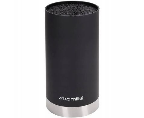Круглая брашь подставка для ножей черная Kamille KM-7621 - &Oslash;11х22 см