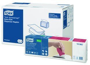 Салфетки для диспенсера Tork Xpressnap&reg; 18960 - 5*200шт, 2 слоя, бордо