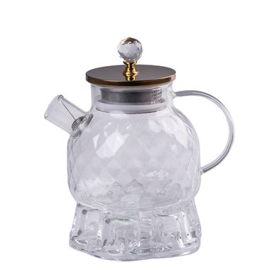 Заварник для чая 1 литр с подставкой для свечи прозрачный