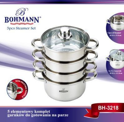 Пароварка-мантоварка 4 яруса Bohmann BH 3218 - 6,5л/26см/нержавейка
