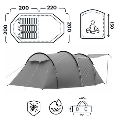 Намет туристичний з тентом 4 х місний кемпінг для риболовлі для туризму водонепроникний