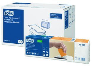 Салфетки для диспенсера Tork Xpressnap&reg; 18963 - 5*200шт, 2 слоя, оранжевые